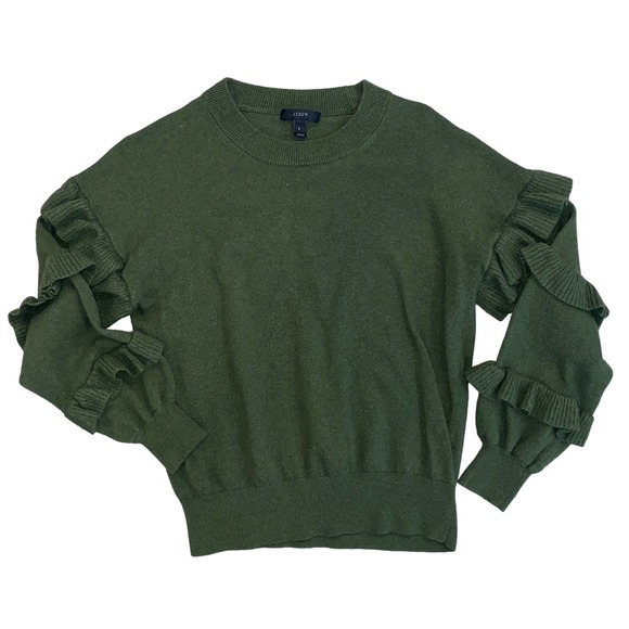 J. Crew Sweaters - Women’s J. Crew Crew Neck Sweater W/ Ruffle Sleeve Detail Size Small